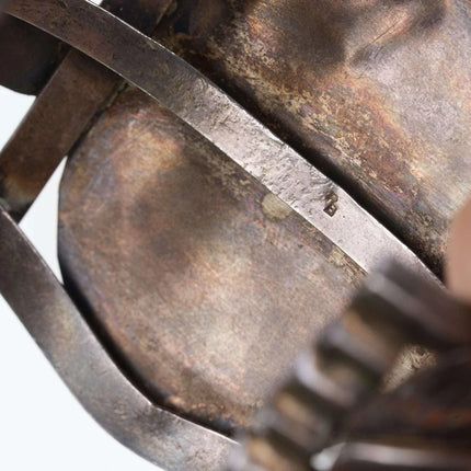 Heavy Native American multi-stone Inlay center sterling cuff bracelet - Estate Fresh Austin