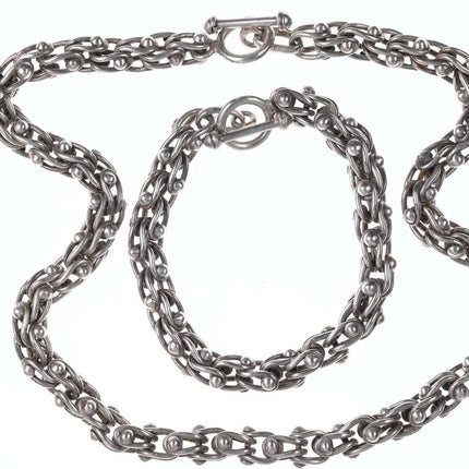 Heavy Retro Sterling Spratling DNA Ball style necklace and bracelet set - Estate Fresh Austin