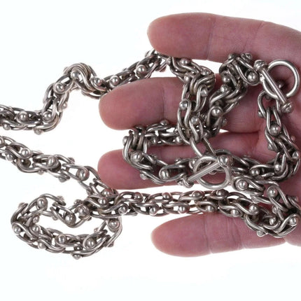 Heavy Retro Sterling Spratling DNA Ball style necklace and bracelet set - Estate Fresh Austin