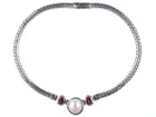 Heavy Retro sterling wheat chain with mabe pearl and garnets - Estate Fresh Austin