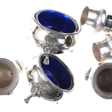 Heavy Sterling Cobalt lined salt and pepper set - Estate Fresh Austin