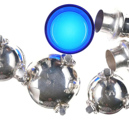 Heavy Sterling Cobalt lined salt and pepper set - Estate Fresh Austin