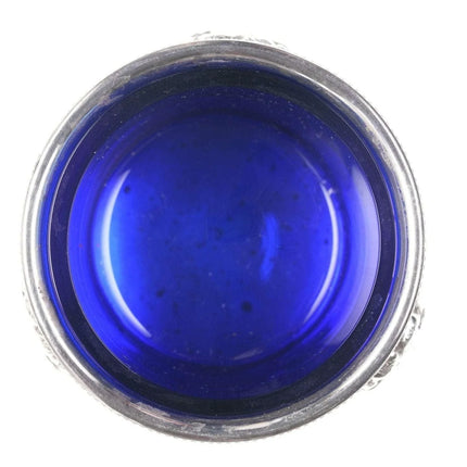 Heavy Sterling Cobalt lined salt and pepper set - Estate Fresh Austin