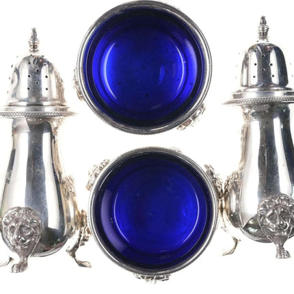 Heavy Sterling Cobalt lined salt and pepper set - Estate Fresh Austin