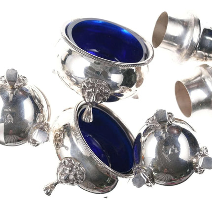 Heavy Sterling Cobalt lined salt and pepper set - Estate Fresh Austin