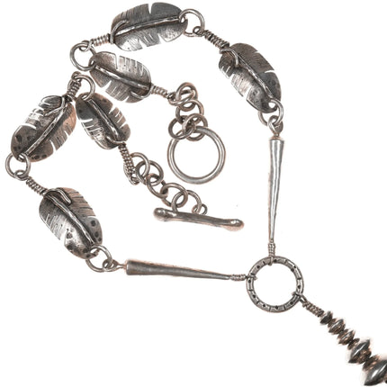 Heavy vintage Native American sterling feather necklace - Estate Fresh Austin