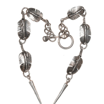 Heavy vintage Native American sterling feather necklace - Estate Fresh Austin