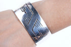Heavy Vintage Native American Sterling Shadowbox cuff bracelet - Estate Fresh Austin