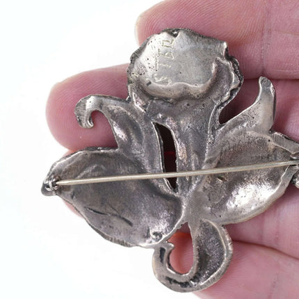 Heavy Vintage Sterling Flower brooch pin - Estate Fresh Austin