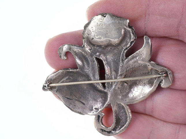Heavy Vintage Sterling Flower brooch pin - Estate Fresh Austin