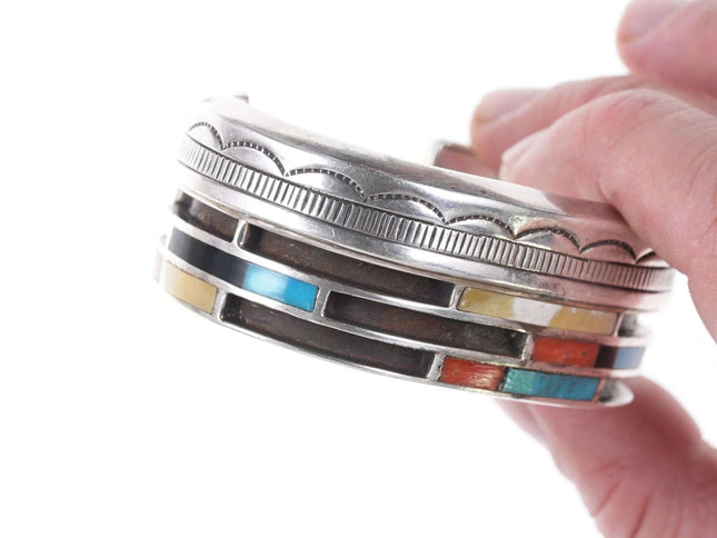 Heavy Vintage Zuni Channel inlay cuff bracelet - Estate Fresh Austin