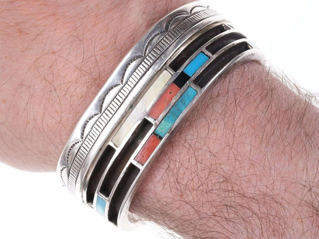 Heavy Vintage Zuni Channel inlay cuff bracelet - Estate Fresh Austin