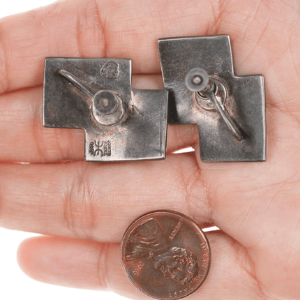 Hector Aguilar Taxco Mid Century Modernist 940 silver screw back earrings - Estate Fresh Austin