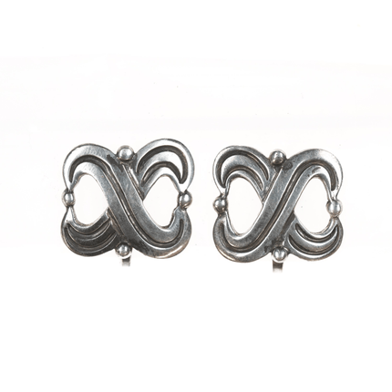 Hector Aguilar Taxco Mid Century Modernist sterling silver screw back earrings - Estate Fresh Austin