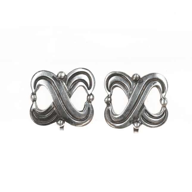 Hector Aguilar Taxco Mid Century Modernist sterling silver screw back earrings - Estate Fresh Austin