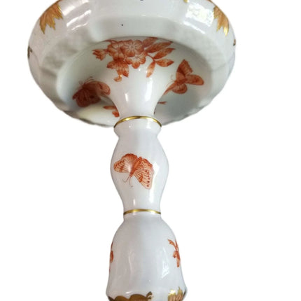 Herend Fortuna Candleabra Rust Butterflies Chinoiserie Pattern Gilding Peach Bor - Estate Fresh Austin