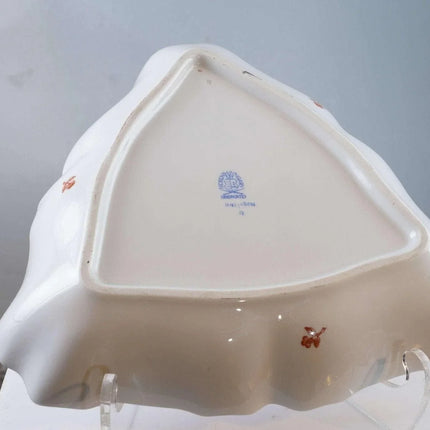 Herend Fortuna Triangular Vegetable Bowl Rust Butterflies Chinoiserie Pattern - Estate Fresh Austin