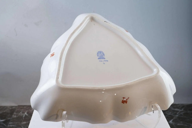 Herend Fortuna Triangular Vegetable Bowl Rust Butterflies Chinoiserie Pattern - Estate Fresh Austin