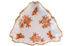 Herend Fortuna Triangular Vegetable Bowl Rust Butterflies Chinoiserie Pattern - Estate Fresh Austin