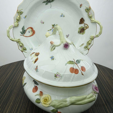 Herend Fruits and Flowers Soup Tureen with Huge Platter/Underplate - Estate Fresh Austin