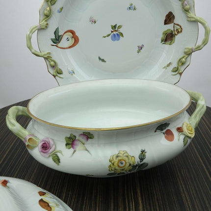 Herend Fruits and Flowers Soup Tureen with Huge Platter/Underplate - Estate Fresh Austin