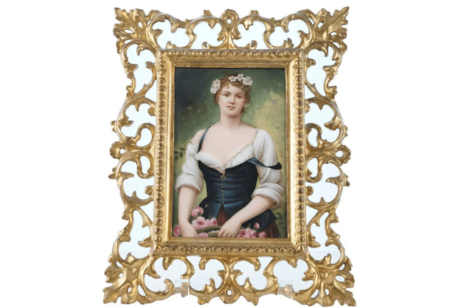 Hermann Sontag (1873-1944) Antique Berlin Porcelain Plaque hand painted woman - Estate Fresh Austin