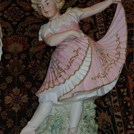Heubach Piano Baby Ballerina figurines Victorian Bisque 13" Tall c.1890 - Estate Fresh Austin
