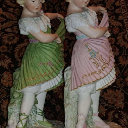 Heubach Piano Baby Ballerina figurines Victorian Bisque 13" Tall c.1890 - Estate Fresh Austin
