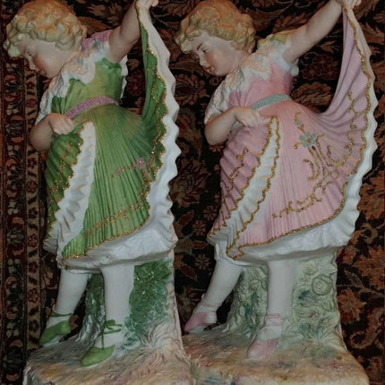 Heubach Piano Baby Ballerina figurines Victorian Bisque 13" Tall c.1890 - Estate Fresh Austin
