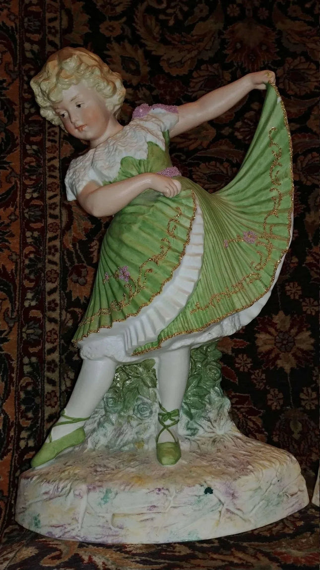 Heubach Piano Baby Ballerina figurines Victorian Bisque 13" Tall c.1890 - Estate Fresh Austin