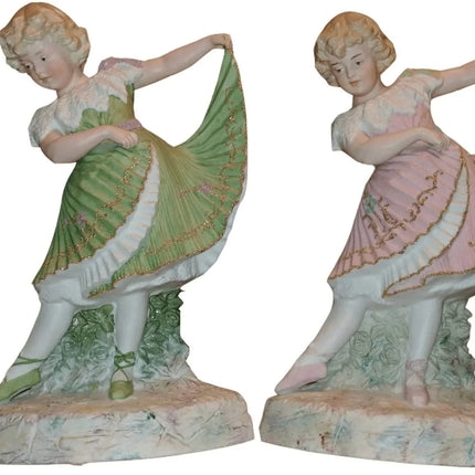 Heubach Piano Baby Ballerina figurines Victorian Bisque 13" Tall c.1890 - Estate Fresh Austin