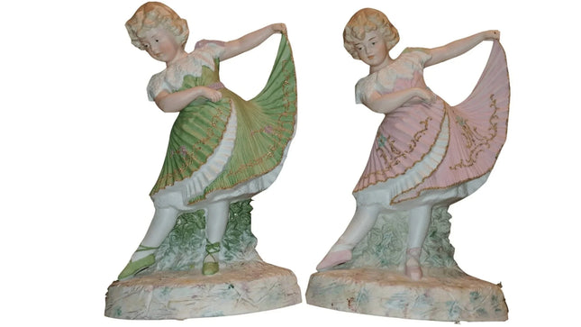 Heubach Piano Baby Ballerina figurines Victorian Bisque 13" Tall c.1890 - Estate Fresh Austin
