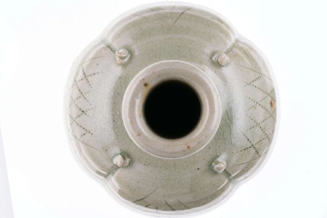 High quality Vintage Asian Style Incised Celadon Studio pottery bottle form vase - Estate Fresh Austin