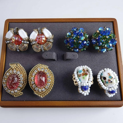 Hobe Vintage Costume Jewelry Clip on Earrings 4 pairs - Estate Fresh Austin