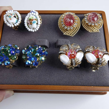 Hobe Vintage Costume Jewelry Clip on Earrings 4 pairs - Estate Fresh Austin