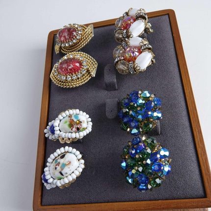 Hobe Vintage Costume Jewelry Clip on Earrings 4 pairs - Estate Fresh Austin