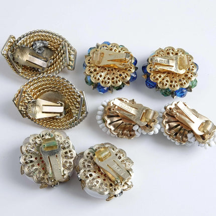 Hobe Vintage Costume Jewelry Clip on Earrings 4 pairs - Estate Fresh Austin