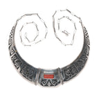 Hopi Overlay Mediterranean coral bib necklace in sterling - Estate Fresh Austin