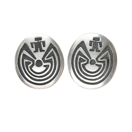 Hopi Sterling Man in the Maze earrings - Estate Fresh Austin