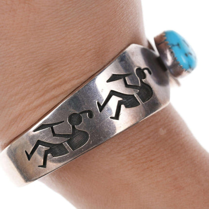 Hopi Sterling silver overlay style cuff bracelet with turquoise - Estate Fresh Austin