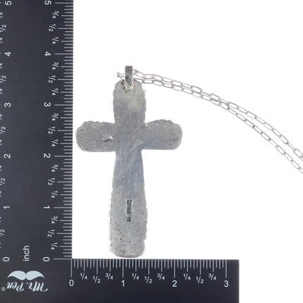Horace Iule (1901-1978) Zuni Huge cast sterling and turquoise cross pendant - Estate Fresh Austin