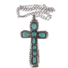 Horace Iule (1901-1978) Zuni Huge cast sterling and turquoise cross pendant - Estate Fresh Austin
