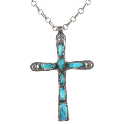 Horace Iule Zuni (1901-1978) Large silver and turquoise cross w/Necklace - Estate Fresh Austin