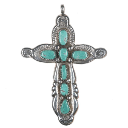 Horace Iule Zuni (1901-1978) Large silver and turquoise cross pendant - Estate Fresh Austin