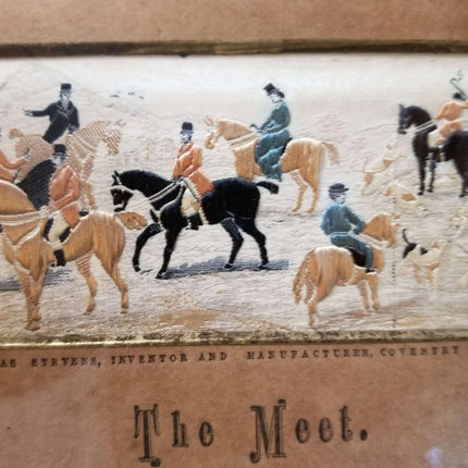 Horse Racing Fox Stevengraph Pure Silk Woven Picture "The Meet" Thomas S - Estate Fresh Austin