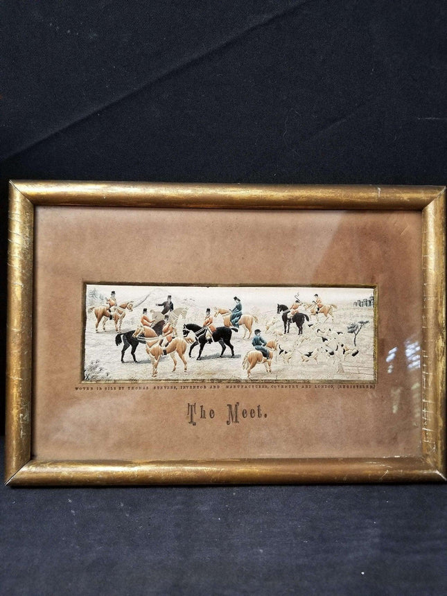 Horse Racing Fox Stevengraph Pure Silk Woven Picture "The Meet" Thomas S - Estate Fresh Austin