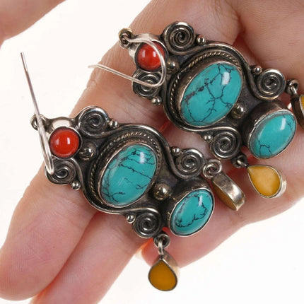 Howlite, Red Jasper, and Sterling Earrings - Estate Fresh Austin