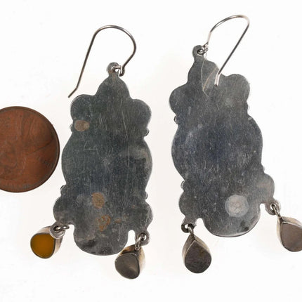 Howlite, Red Jasper, and Sterling Earrings - Estate Fresh Austin