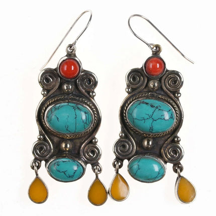 Howlite, Red Jasper, and Sterling Earrings - Estate Fresh Austin