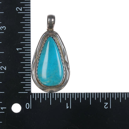HT Native American sterling and turquoise pendant - Estate Fresh Austin